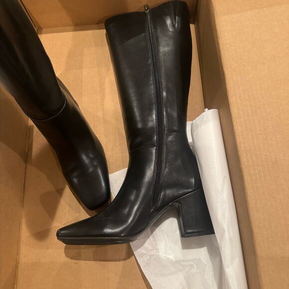 Anne Klein Heel Knee Boot Heeled Dress Boots Leather Black Size 9 NWOT - Picture 11 of 11